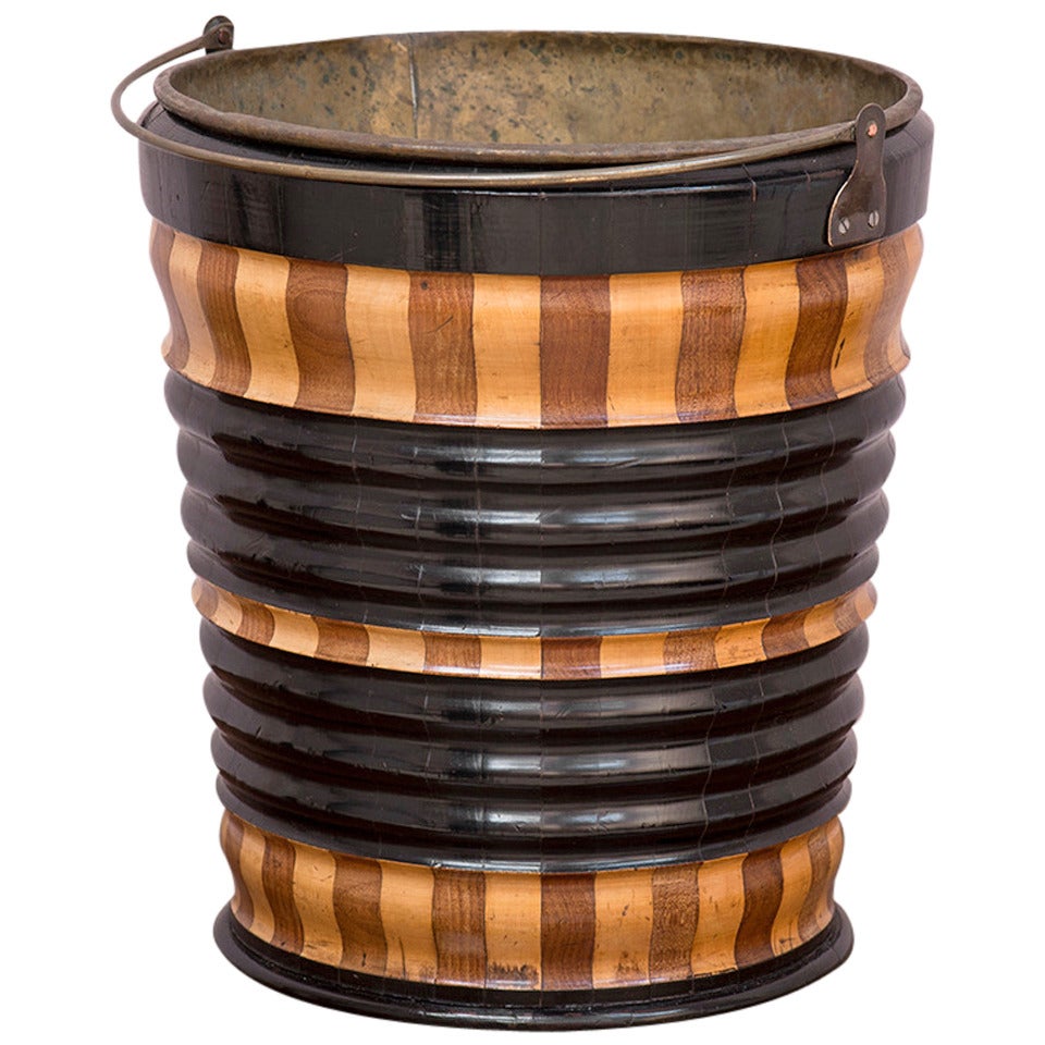 Dutch Oyster Bucket, Mahogany and Maple with Ebonised Decoration, circa 1810 For Sale