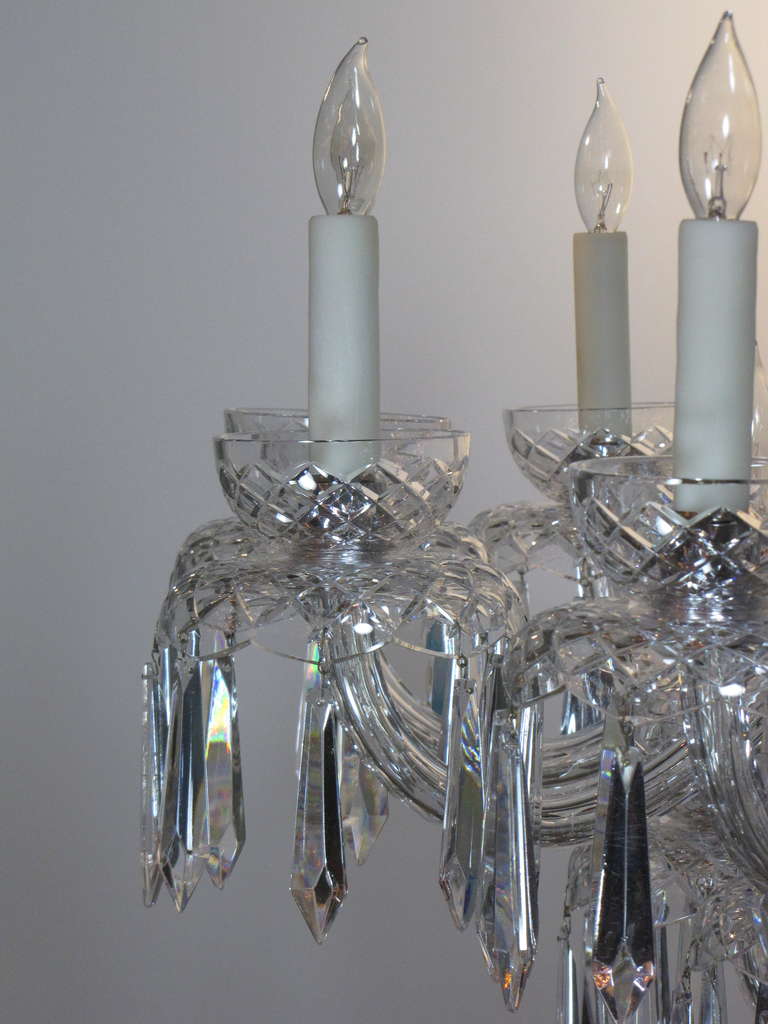 Large Multi Tiered Mid Century Waterford Crystal Chandelier In Excellent Condition For Sale In Chestnut Hill, MA
