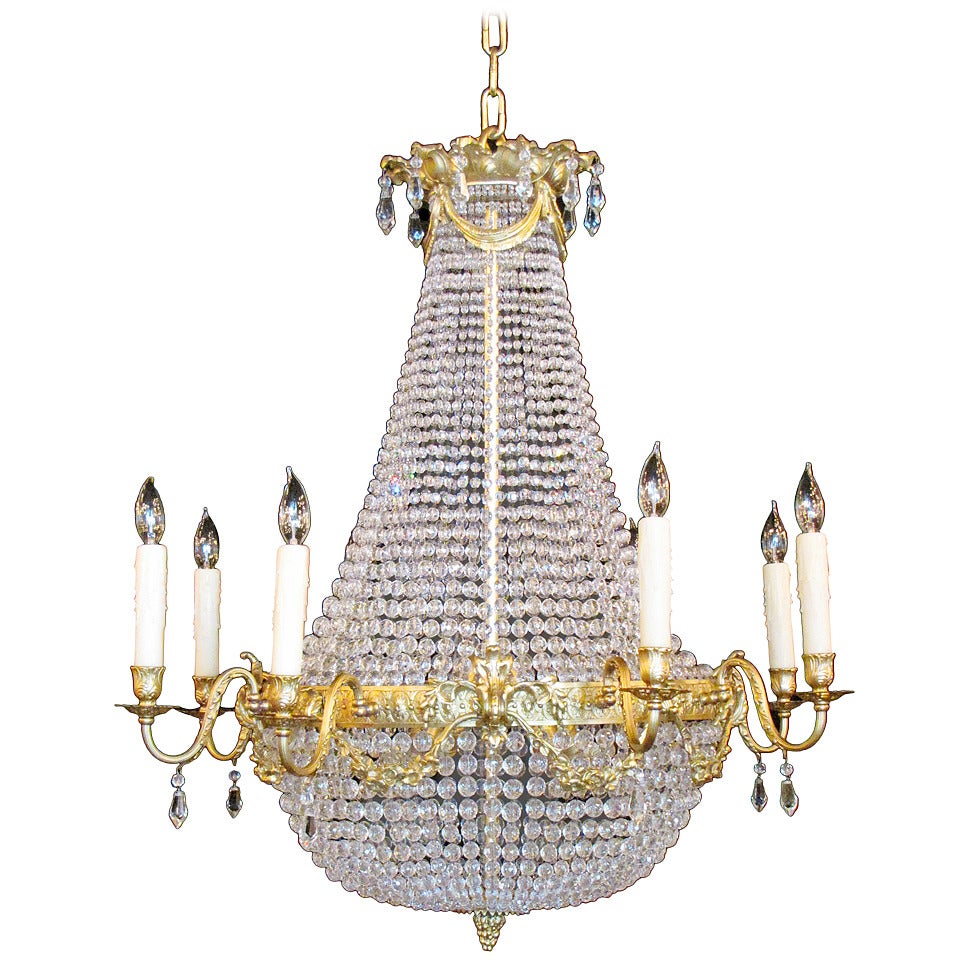 French Empire Basket Chandelier For Sale at 1stDibs