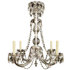 Antique George III Style Four Light Crystal Chandelier