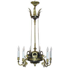 French Black and Bronze Dore Empire Style Chandelier