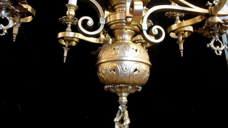 Bronze Ornate 19th Century 12 Light Gasolier