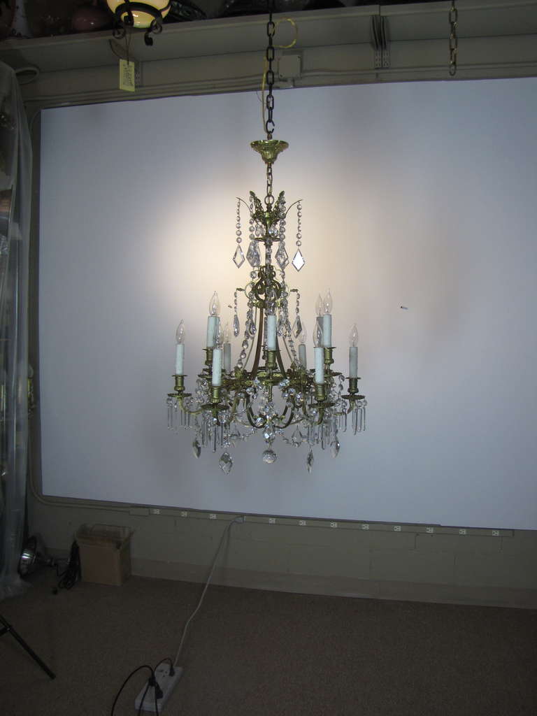 Early 19th Century Georgian Style Bronze and Crystal Chandelier
