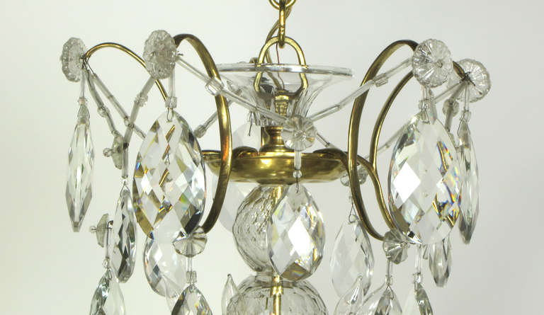 Swedish Baroque Bronze and Crystal Chandelier In Excellent Condition For Sale In Chestnut Hill, MA