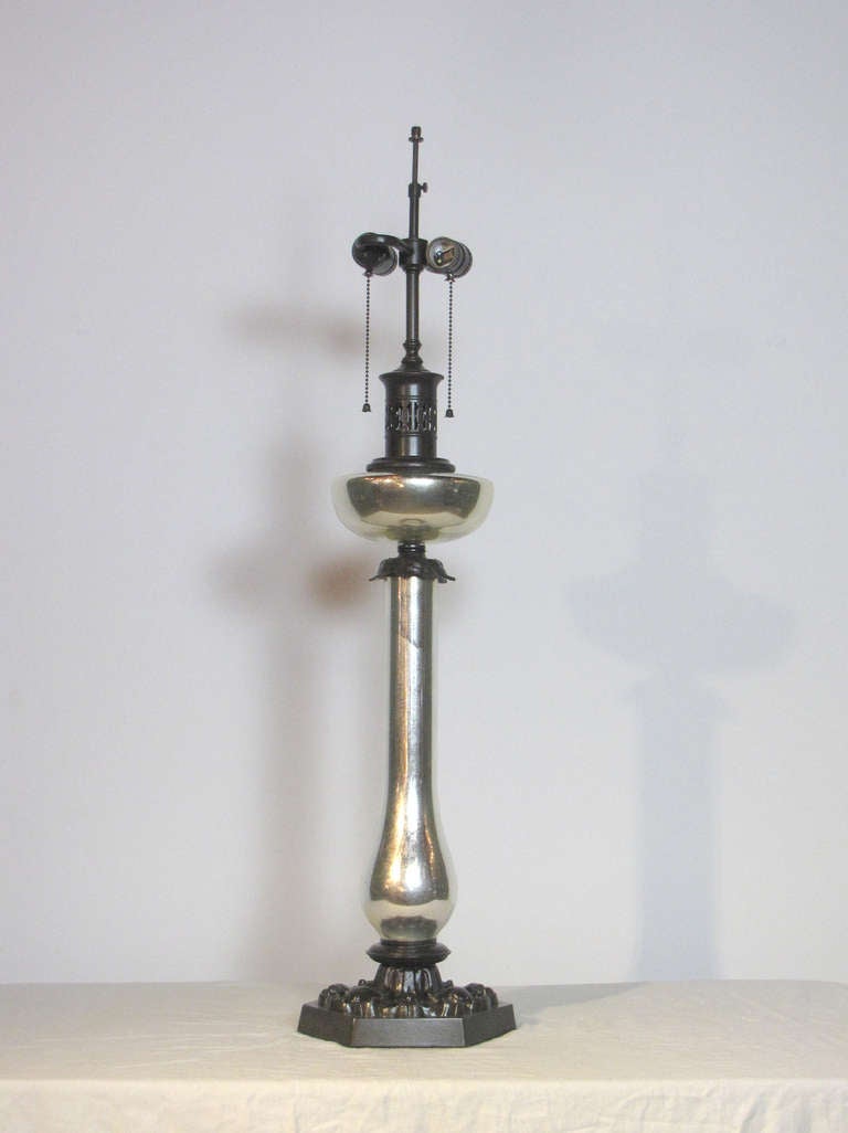 American Pair of Mercury Glass Table Lamps For Sale