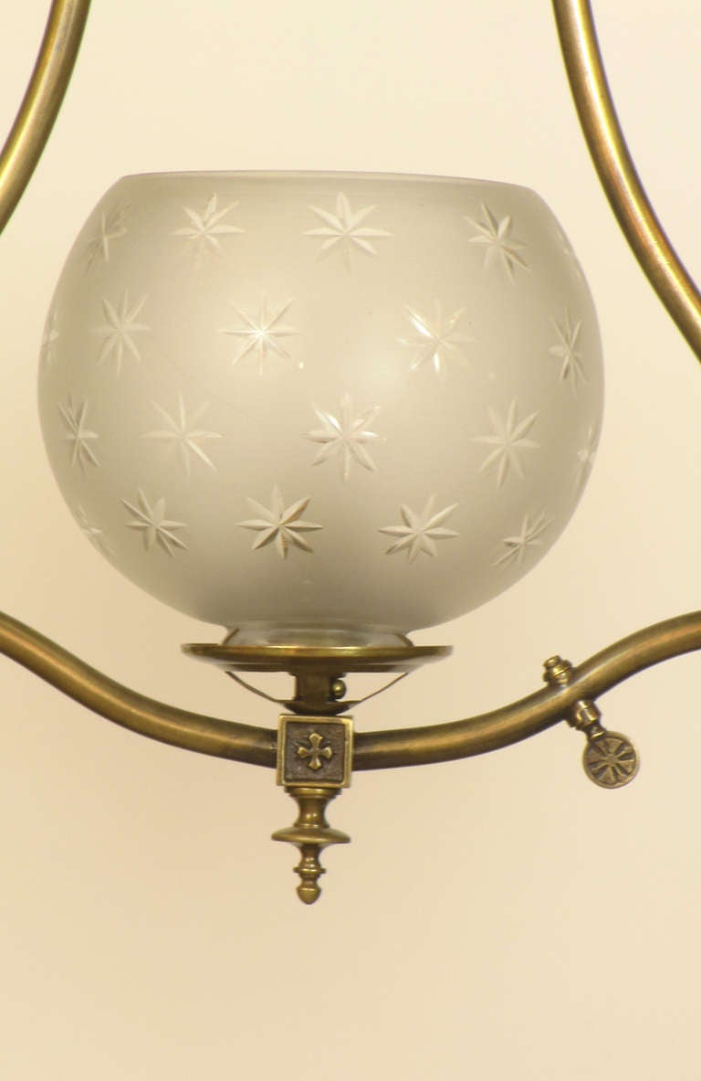 Victorian Elegant Three Light Gas Chandelier