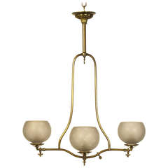 Antique Elegant Three Light Gas Chandelier