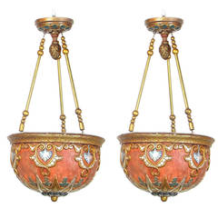 Antique Pair of Early 20th Century Hanging Theater Bowls