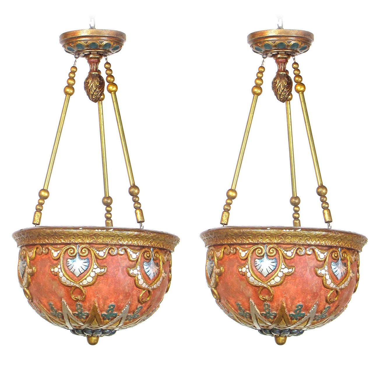 Pair of Early 20th Century Hanging Theater Bowls For Sale