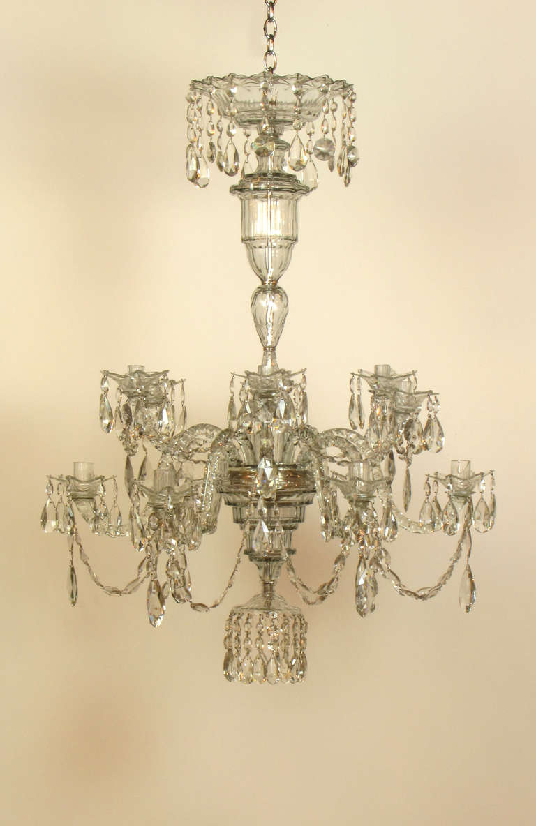 18th Century English Crystal 12-Light Chandelier