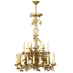 Palatial Gilt Bronze and Crystal 24 Light French Grape Gasolier