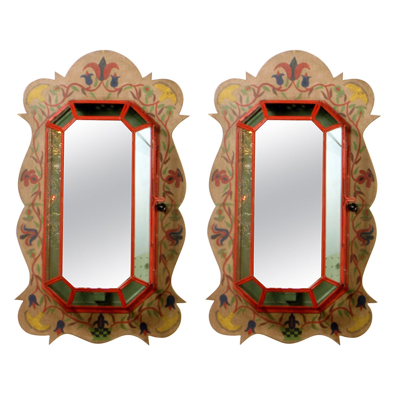 Pair of Painted Wood Chapman Sconces For Sale