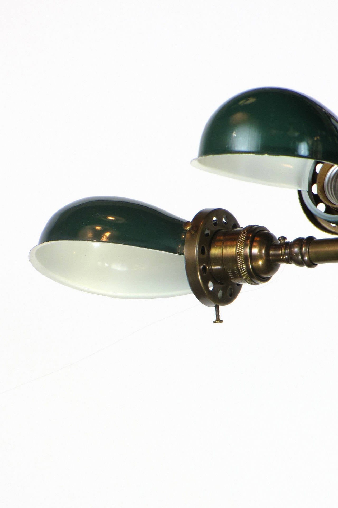 American Four-Light Billiard Light with Metal Shades For Sale