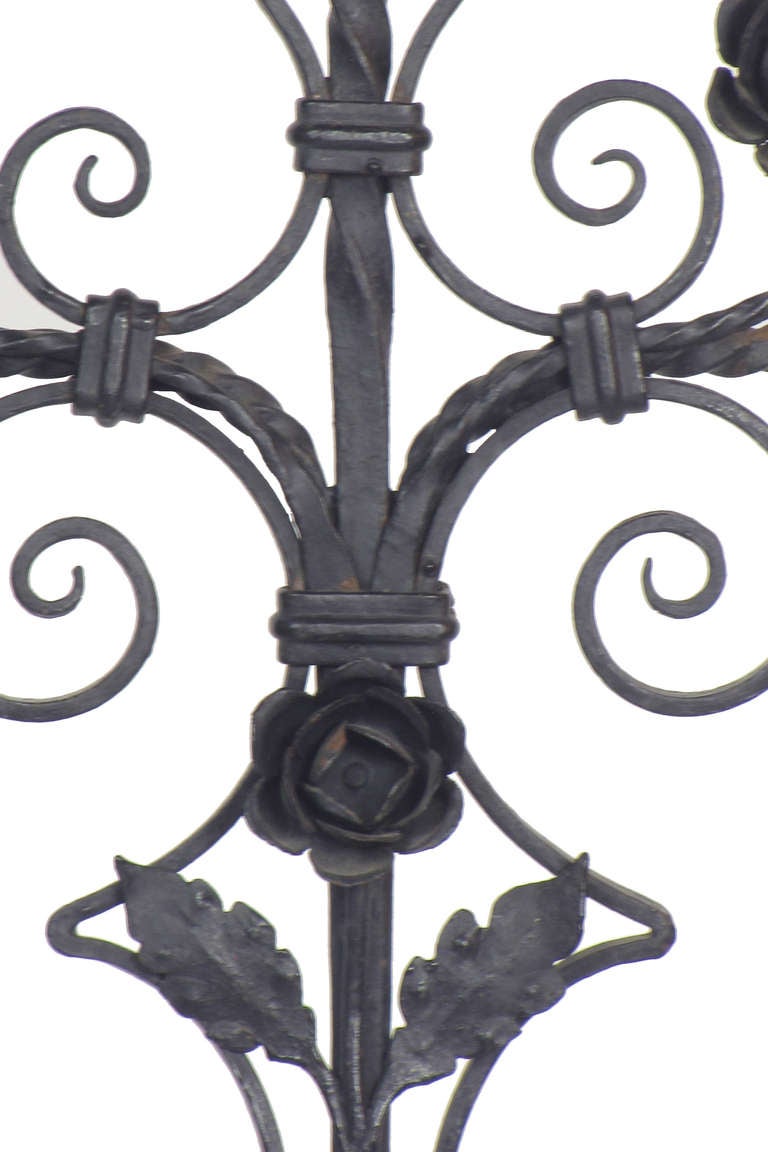 Ornate Wrought Iron Candelabra with Three Arms