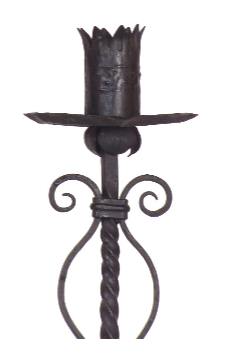 Unknown Ornate Wrought Iron Candelabra with Three Arms For Sale