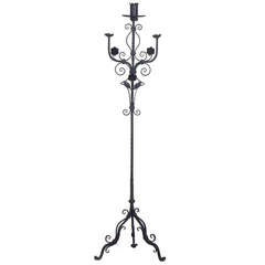 Vintage Ornate Wrought Iron Candelabra with Three Arms