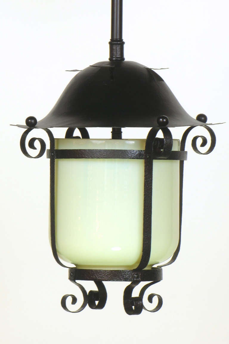 American Victorian Exterior Lantern with Opalescent Glass