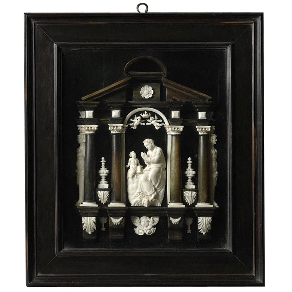 Ivory and Ebonised Relief For Sale