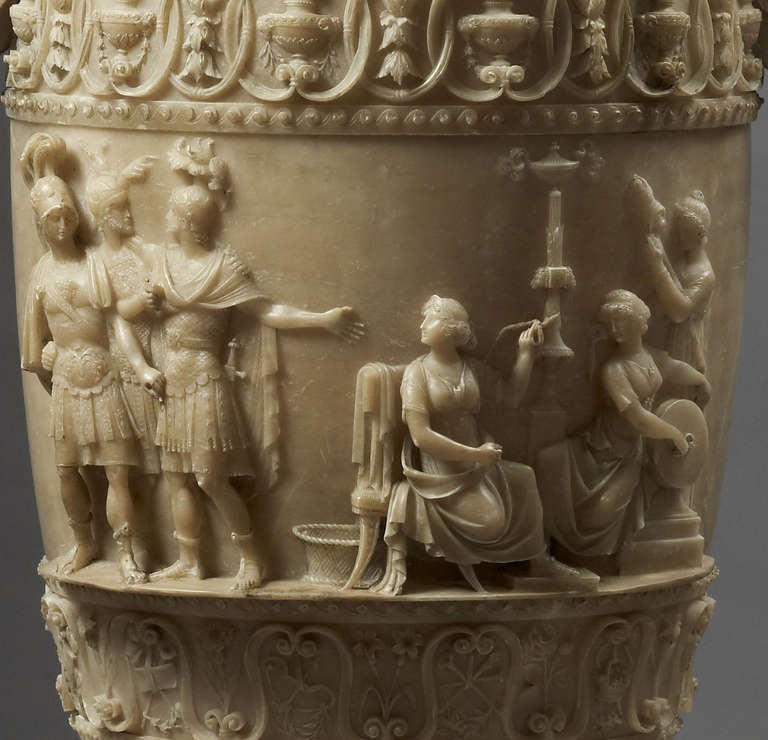 Attributed to Lorenzo Bartolini (1777-1850). Alabaster Vase. Italian, circa 1815. Bartolini was born in Tuscany and studied in Florence and at the Officina Inghirami in Volterra, a workshop established in 1791 which produced alabaster sculpture and