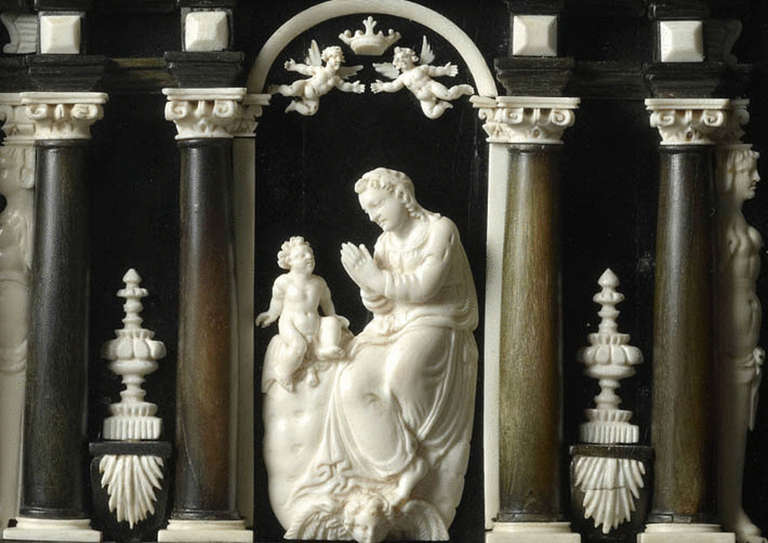 Italian Ivory and Ebonised Relief For Sale
