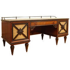 Pedestal Desk of Exceptional Quality with Unusual Ebonised Wood Gallery