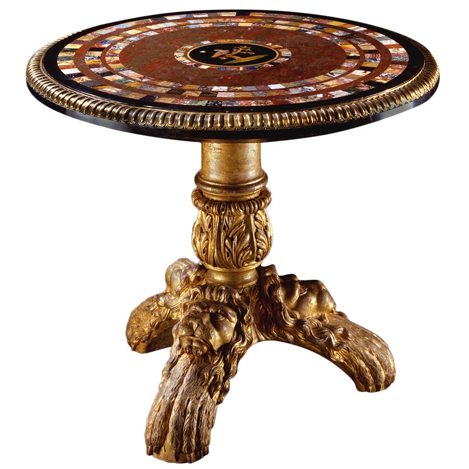 Ormolu-mounted Gilt-wood And Specimen Marble Table For Sale