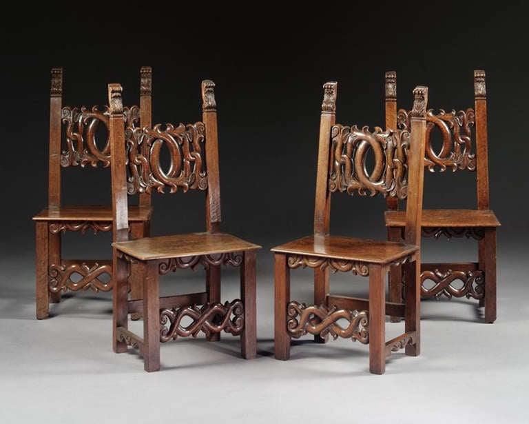 Set Of Four Walnut Side Chairs
