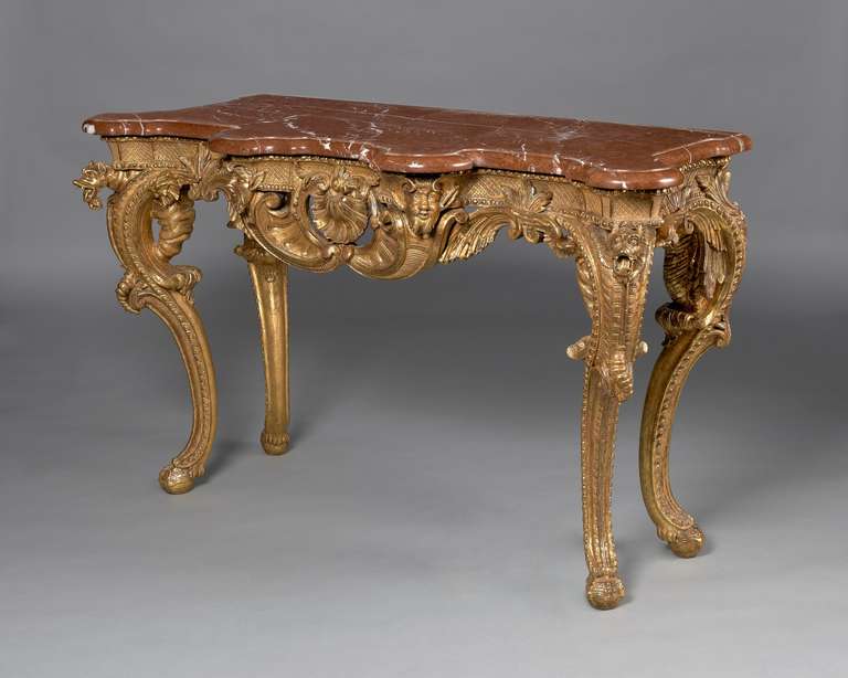German Carved Giltwood Rococo Side Table For Sale