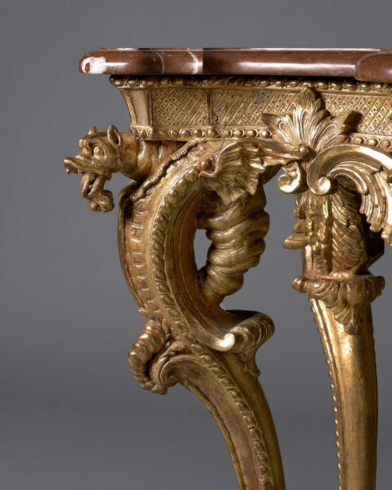 18th Century and Earlier Carved Giltwood Rococo Side Table For Sale