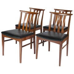 Retro Set of Four Teak Framed Chairs