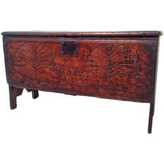 Late 17th Century Elm Coffer or Blanket Box, Initialed and Dated 1697