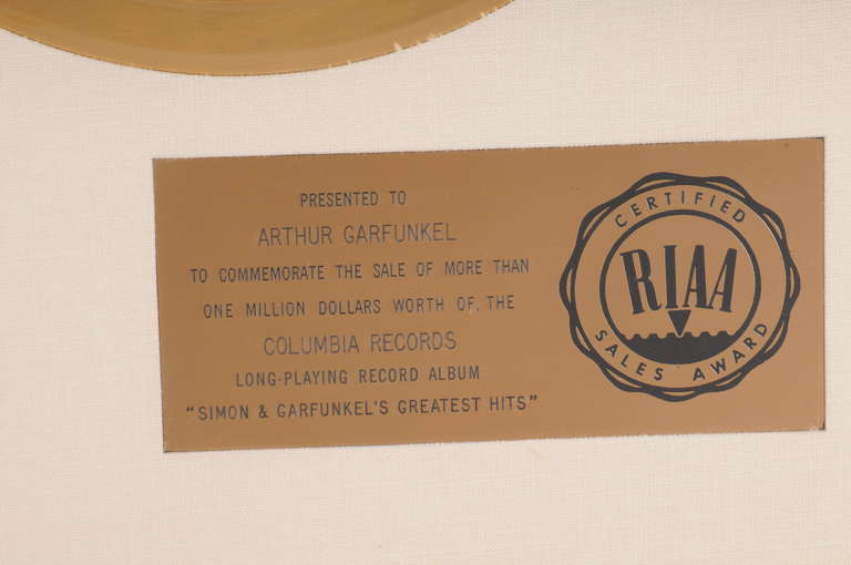 Minimalist Gold Disc to Art Garfunkel for the Album 