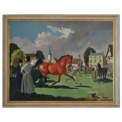 Doris Zinkeisen 1898-1991 Oil on Canvas 'The Horse Fair'