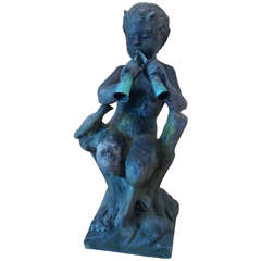 Early 20th Century lead and Copper Garden Figure of Pan