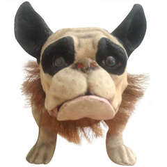Articulated Early 1900s Century French Papier Mache Dog with Glass Eyes