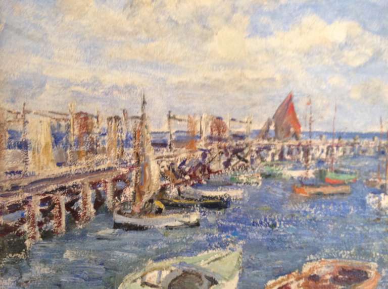 Emily Beatrice Bland (1864-1951) Boats at Swanage (1936) oil on board In Excellent Condition In By, GB