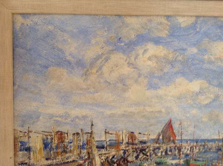 Board Emily Beatrice Bland (1864-1951) Boats at Swanage (1936) oil on board