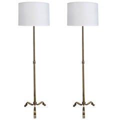 Pair of Gilt Wrought Iron Floor Lamps