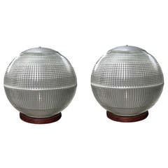 Pair of Large Scale Holophane Sphere Lamps