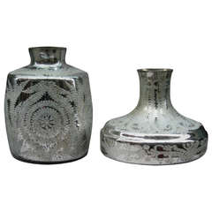 Pair Of Decorative Mercury Glass Urns