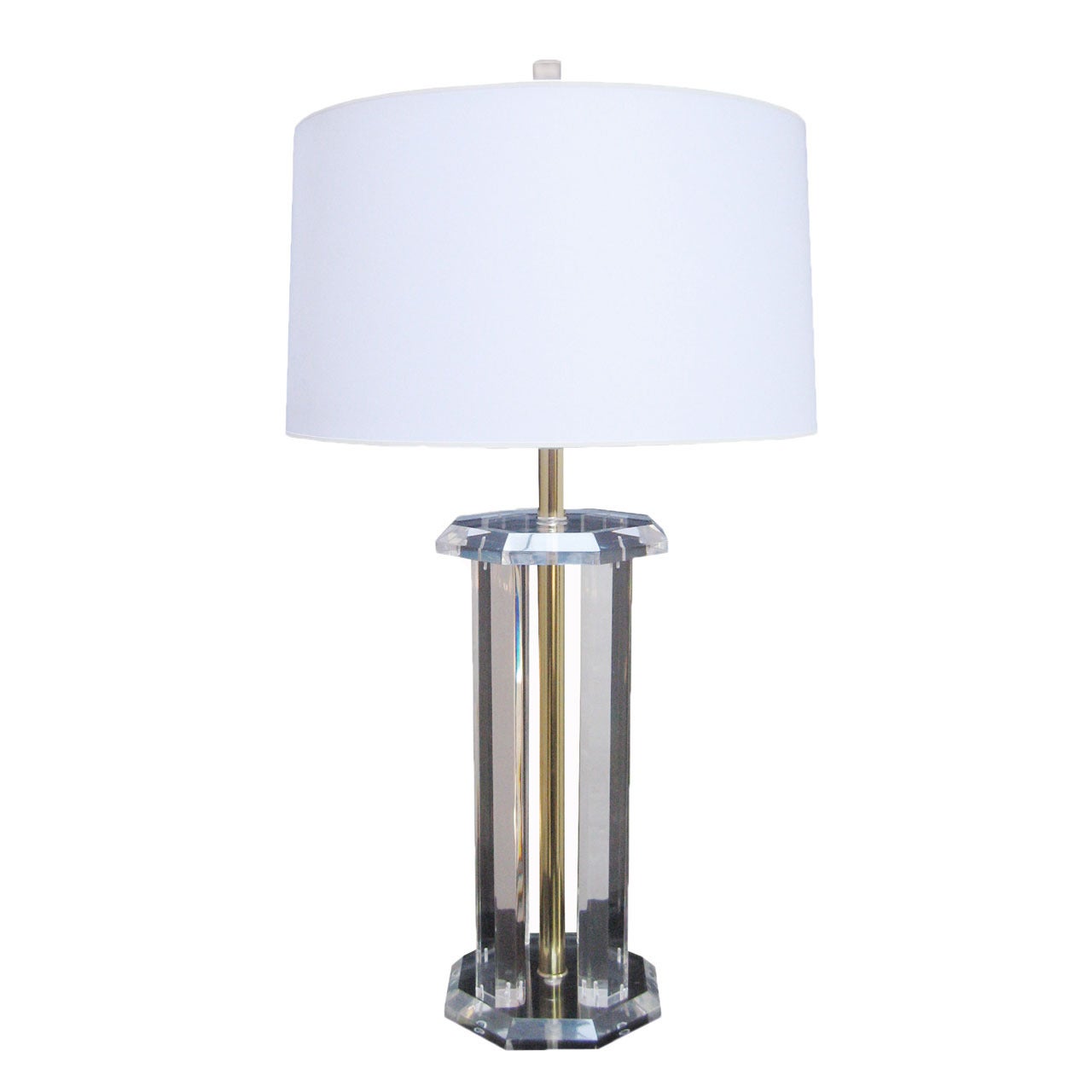 Modernist Lucite Octagonal Table Lamp For Sale