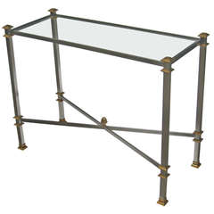 Glass Top Bronze Console Table Attributed to Maison Jansen 10