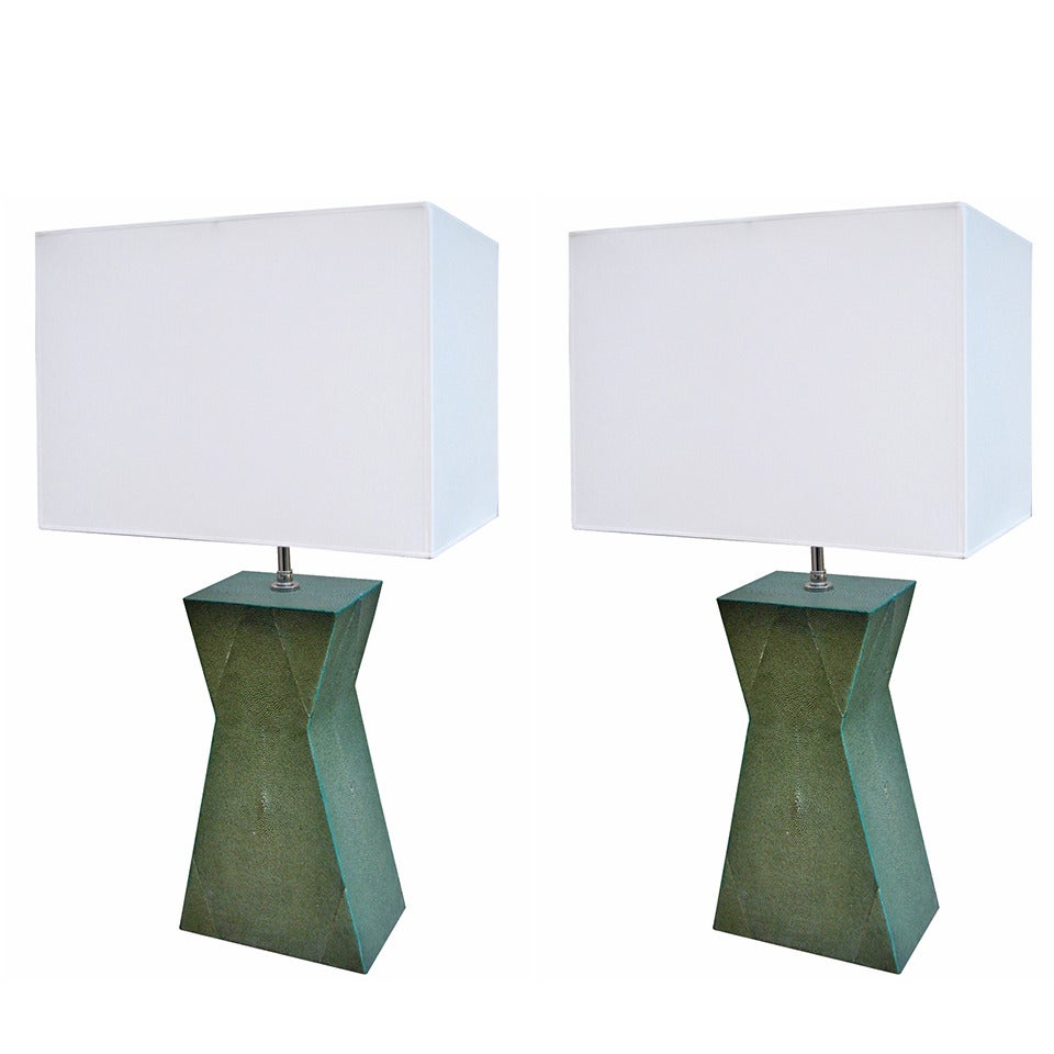 Pair Of Modernist Shagreen Table Lamps