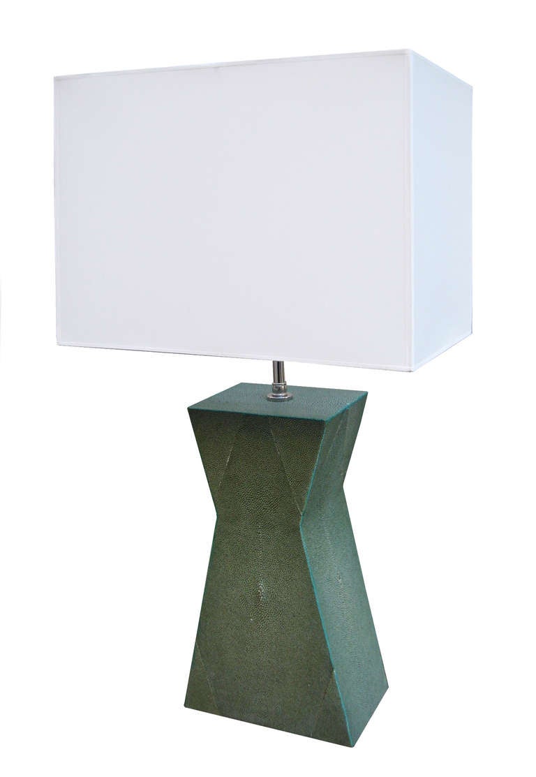 A pair of Modernist shagreen table lamps.