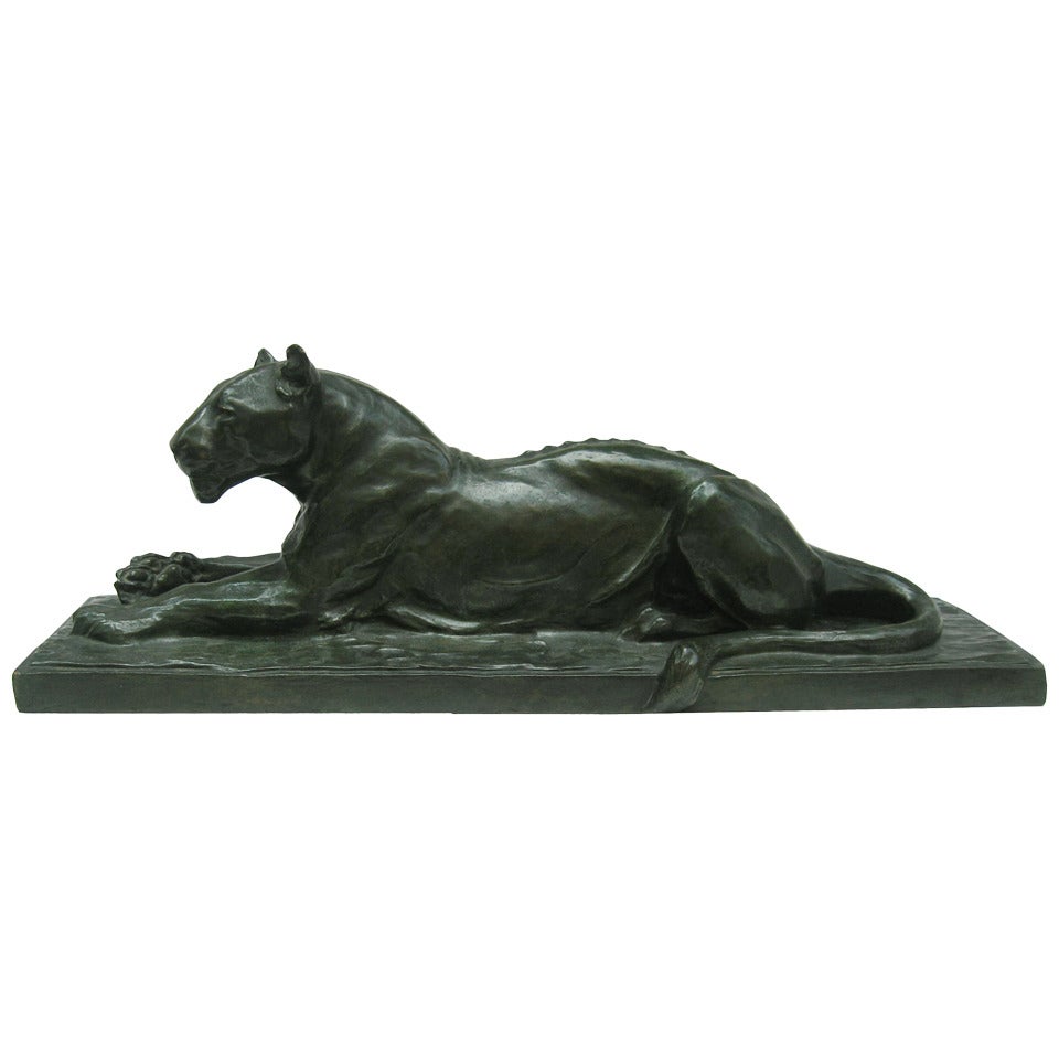 Important Art Deco Bronze Panther Sculpture by Maurice Prost