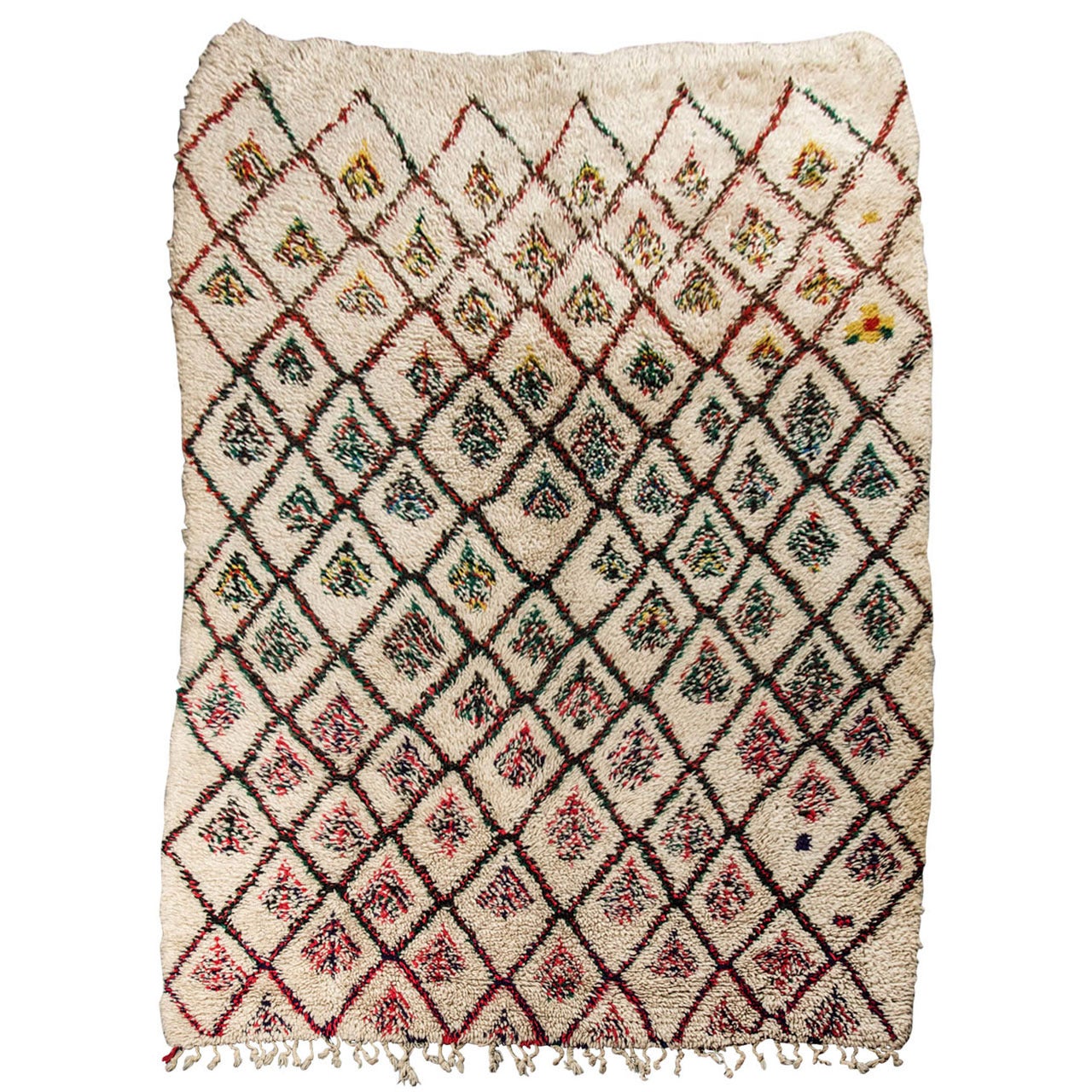 Vintage Moroccan Beni Ouarain pile rug For Sale