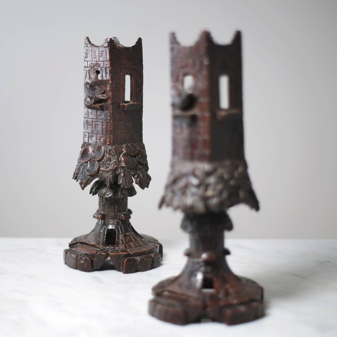 Pair of Black Forest Candlesticks