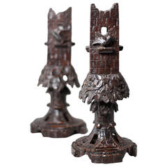 Pair of Black Forest Candlesticks