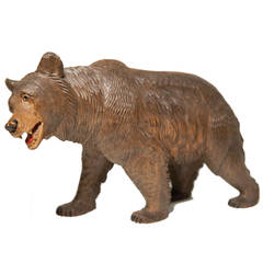 Antique Black Forest Stroller Bear Sculpture