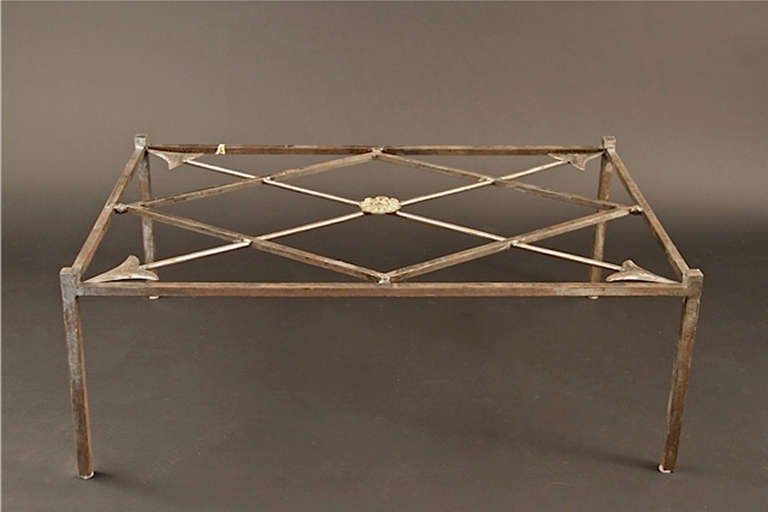 French Iron Base Coffee Table with Glass Top